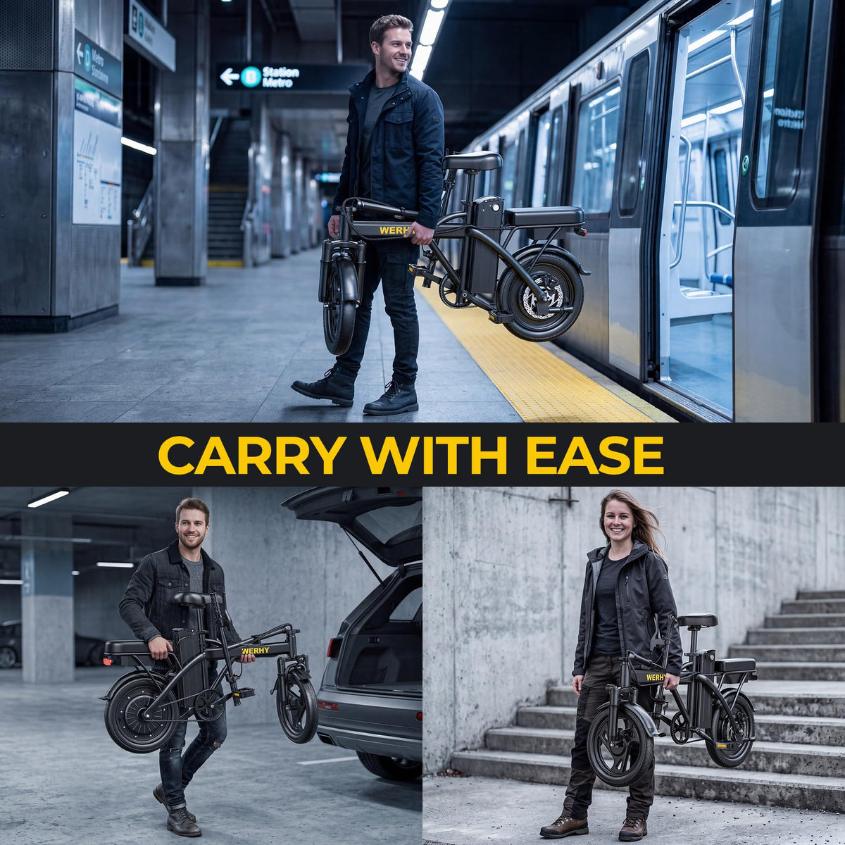 Electric Bike for Adults 750W Peak Motor 20 MPH Folding Ebike 14" H2622