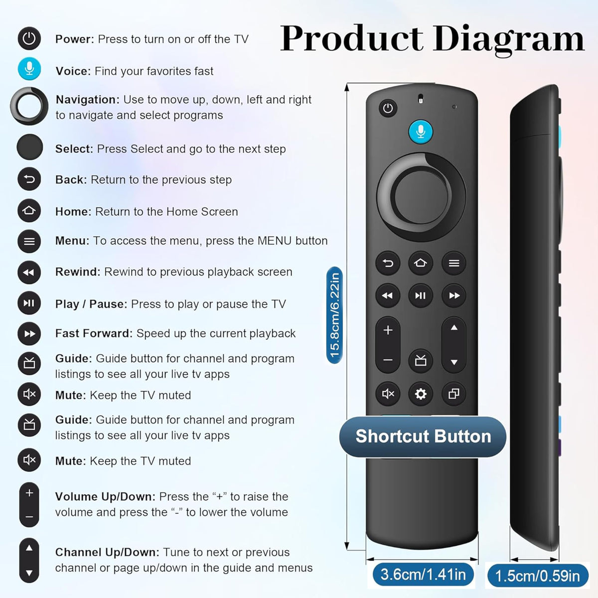 Voice Remote Replacement for Fire TV Stick and Smart TVs H3891