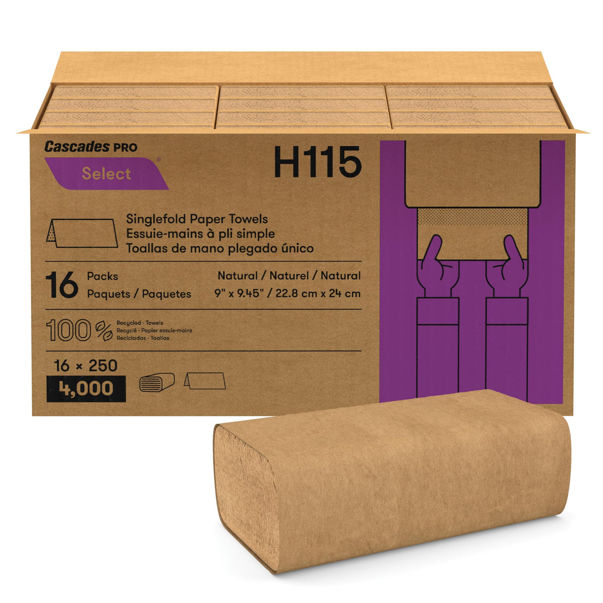 Singlefold Paper Towels 250 Sheets Natural L38914