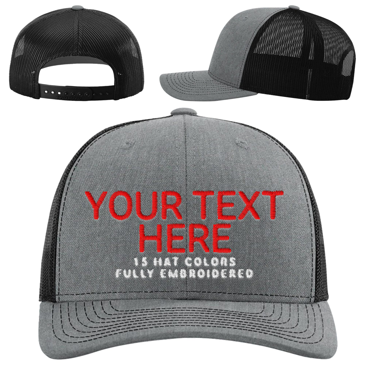 Custom Embroidered Adjustable Snapback Trucker Cap Black N204
