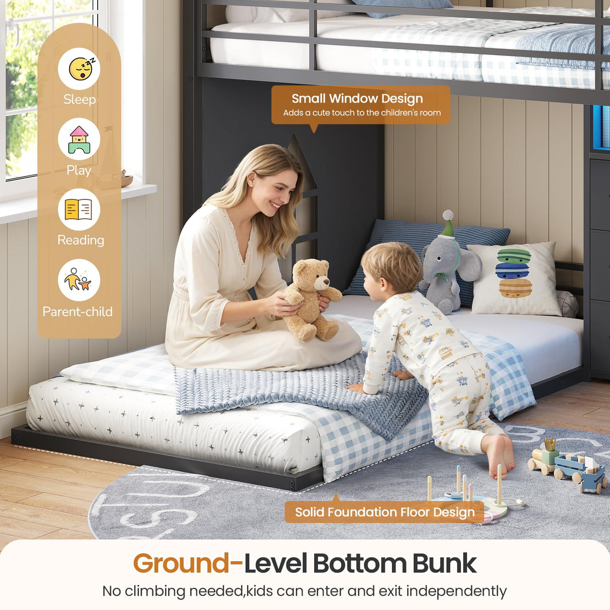 Twin Over Twin Bunk Bed with 9 Storage Drawers K778317