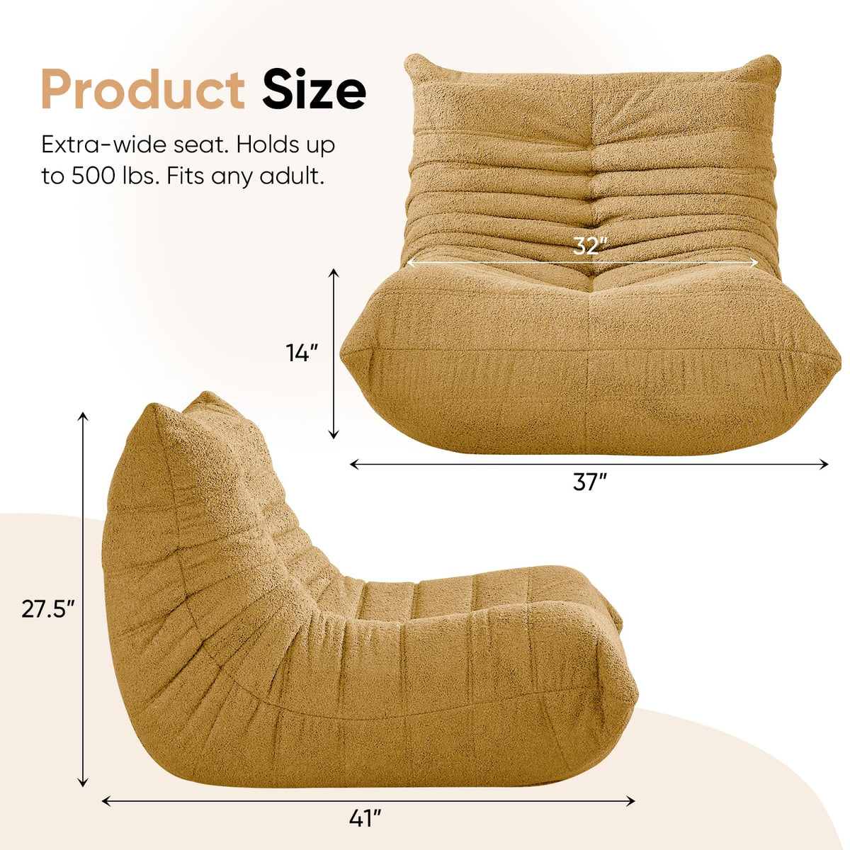 Yellow 1 Seater Bean Bag Chair L61023