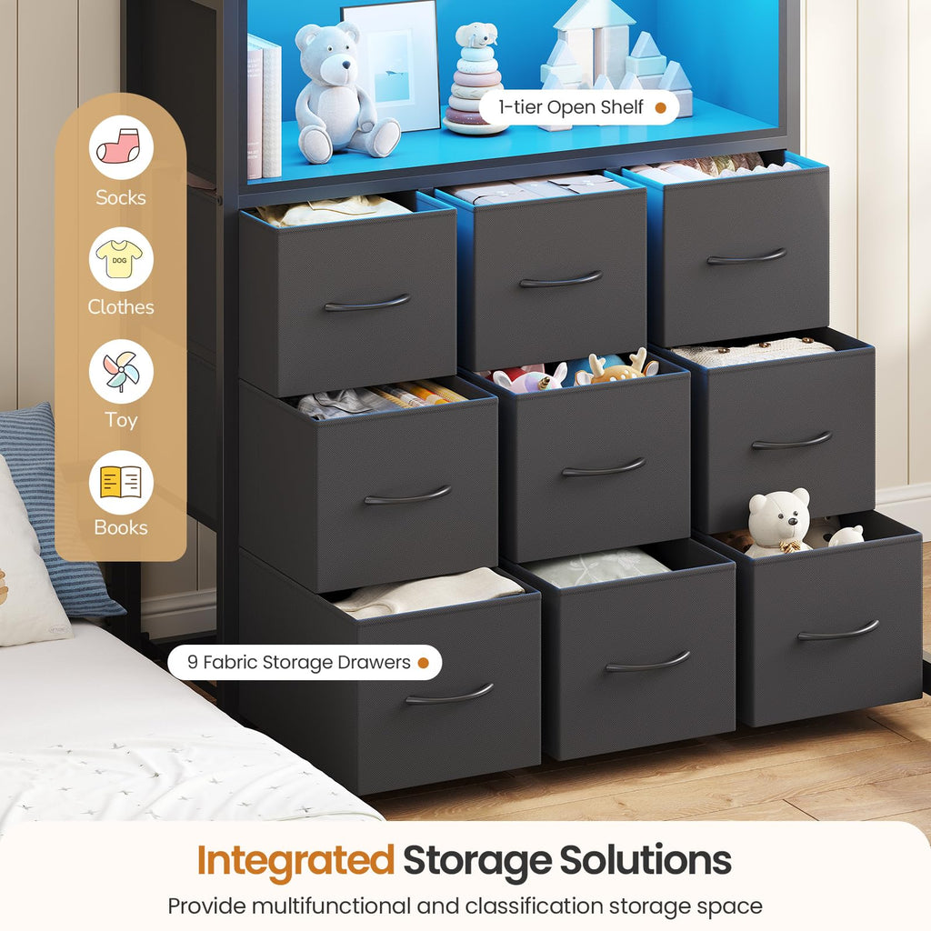 Twin Over Twin Bunk Bed with 9 Storage Drawers K778317