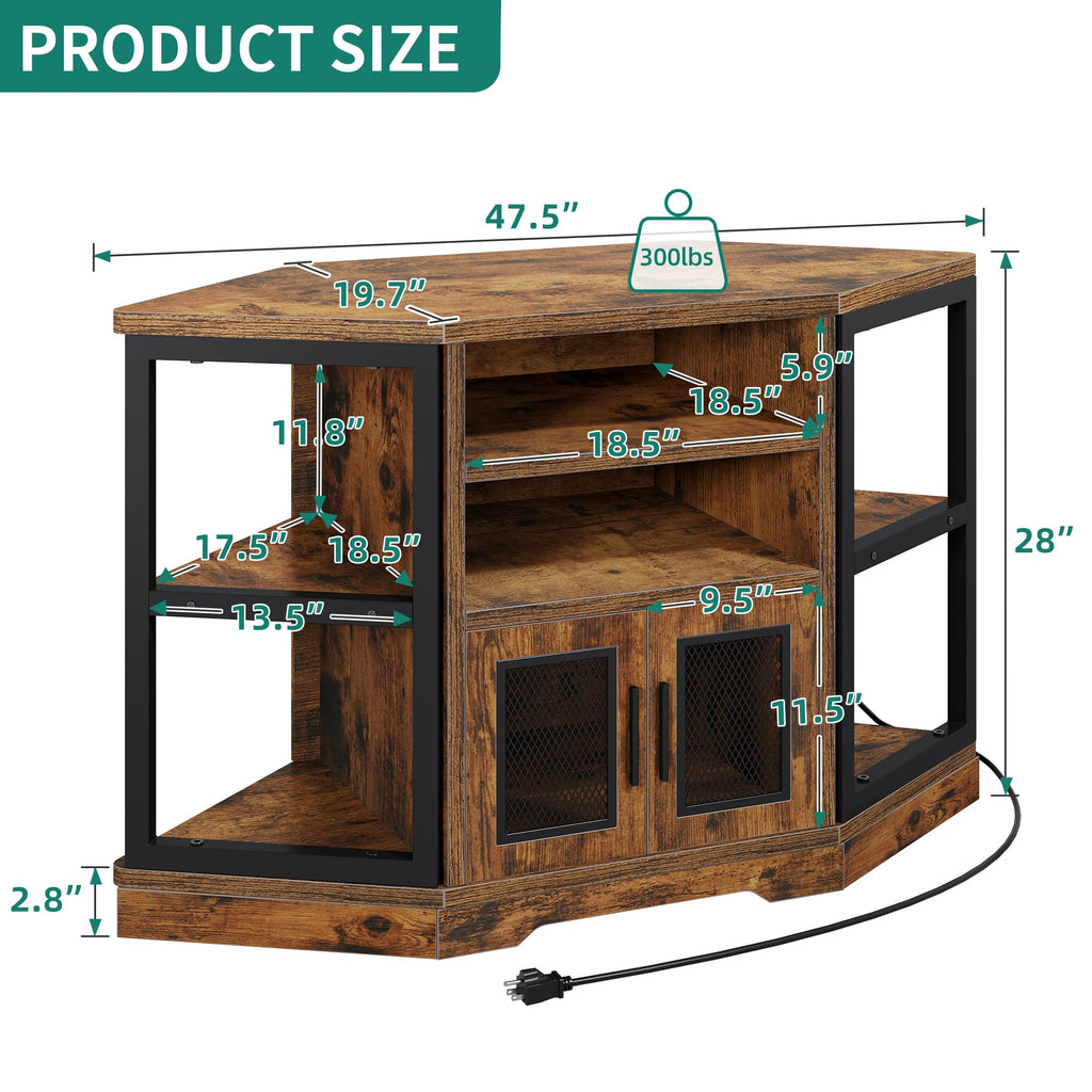 Corner Farmhouse TV Stand with Storage Cabinets O7229