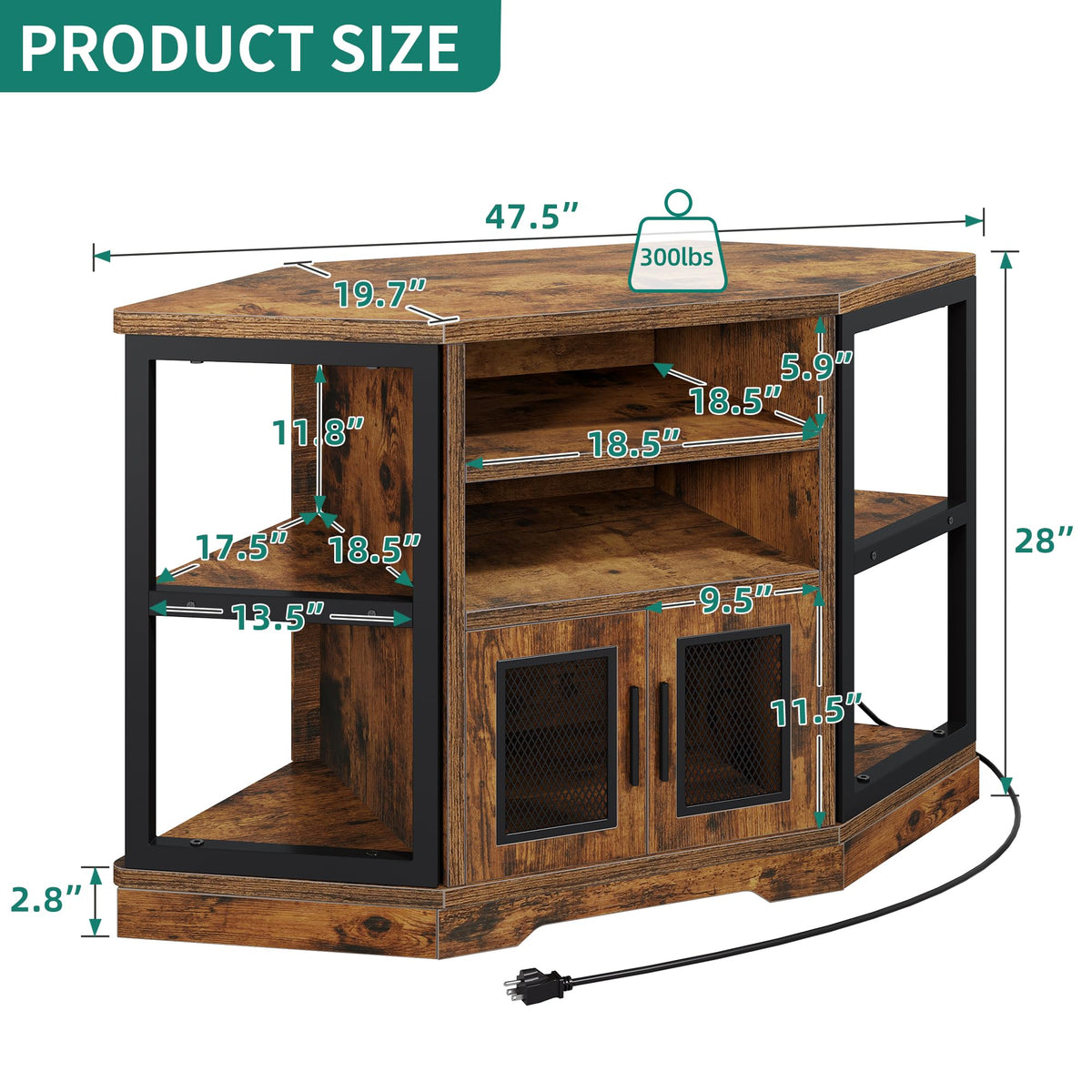 Corner Farmhouse TV Stand with Storage Cabinets O7229