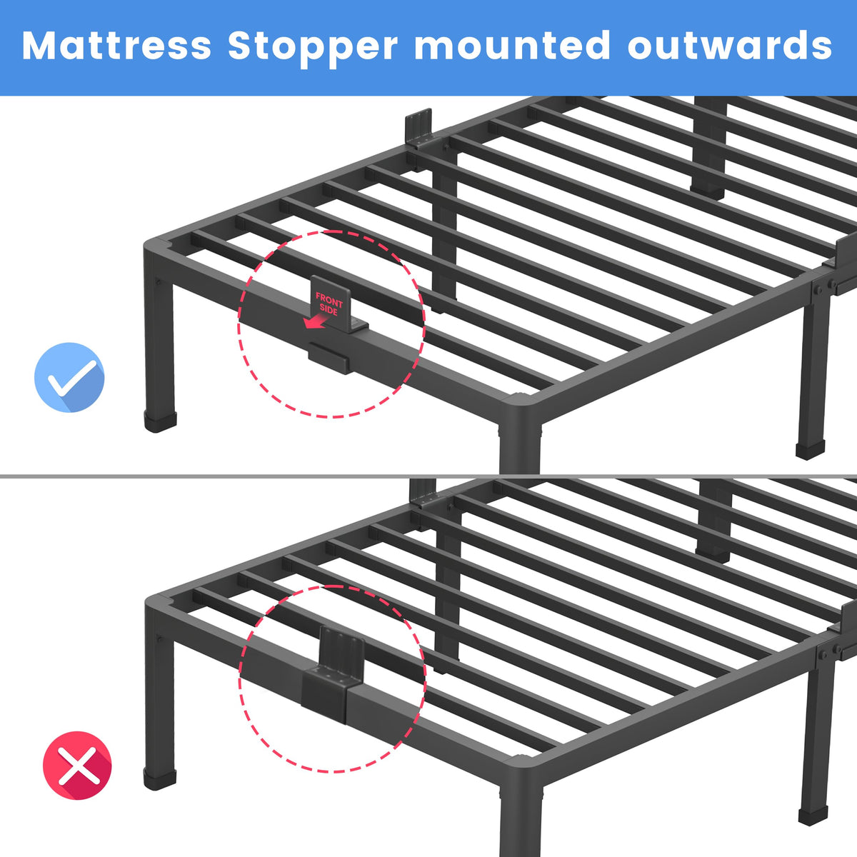18 Inch Twin XL Bed Frames with Round Corner Leg C964473