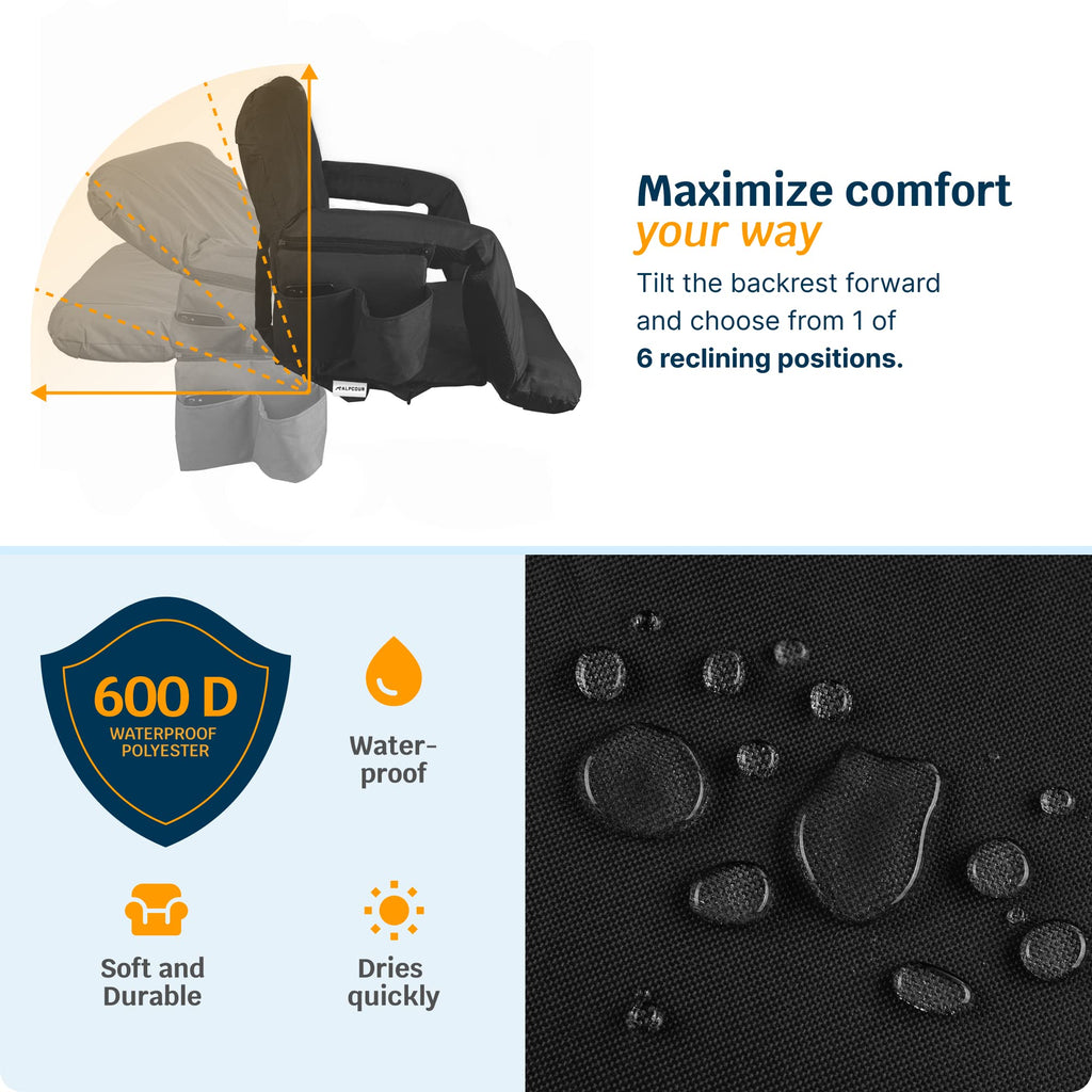 Heating Massage Reclining Stadium Seat with Arm Support K9378