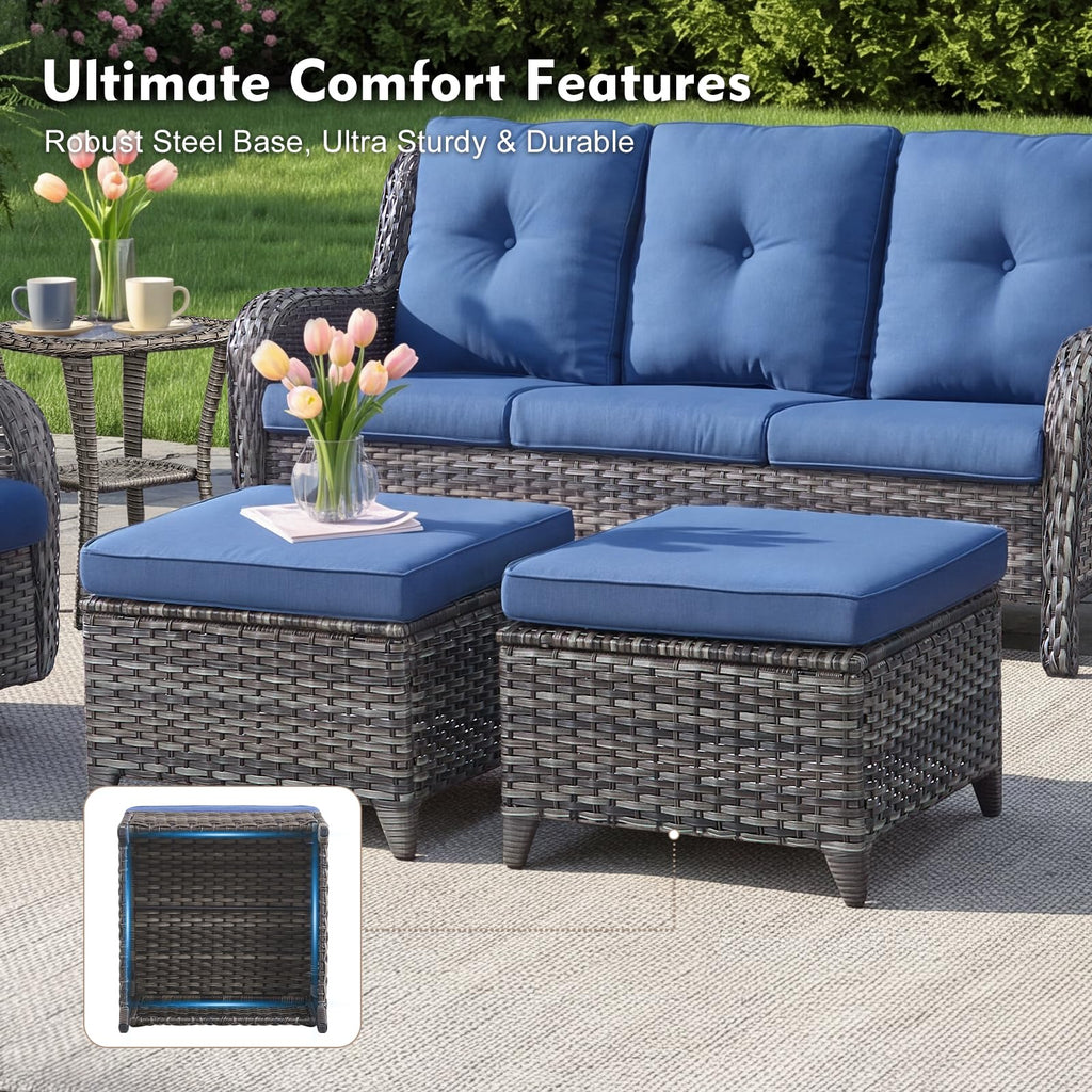 Grey Wicker 6 Piece Patio Furniture Set Q91511