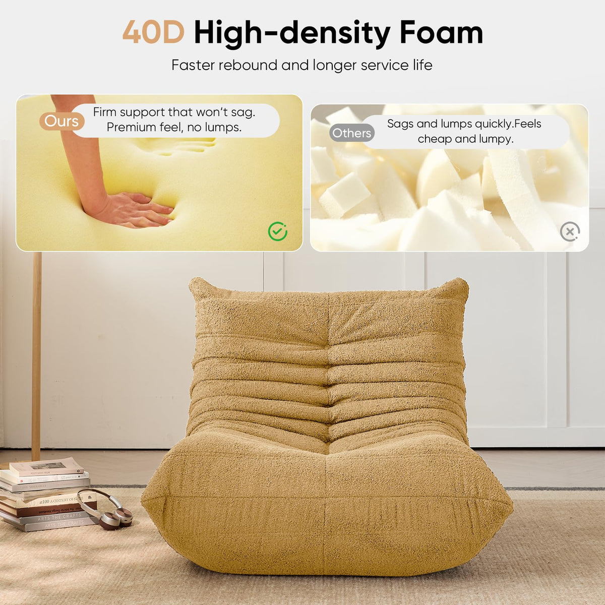 Yellow 1 Seater Bean Bag Chair L61023
