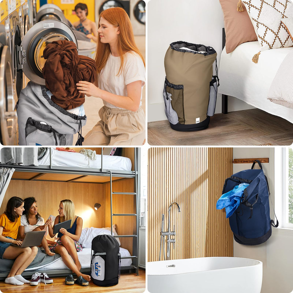 120L Oxford Laundry Bag Backpack with Shoulder Straps V990884