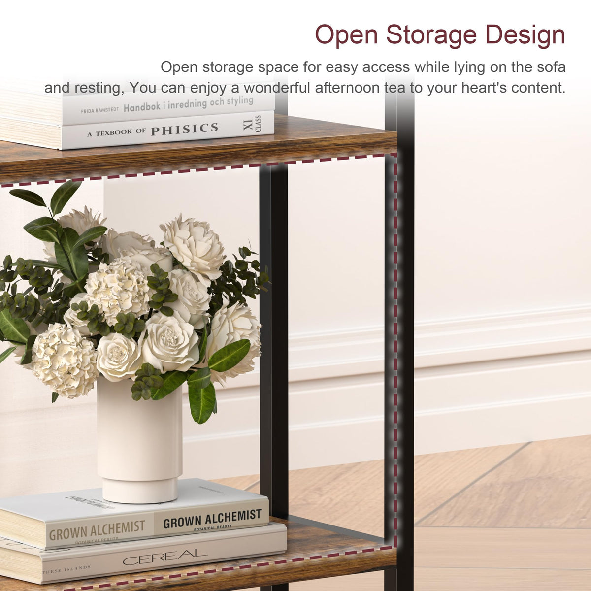 Narrow 3 Tier Slim Side Table Rustic Brown M345