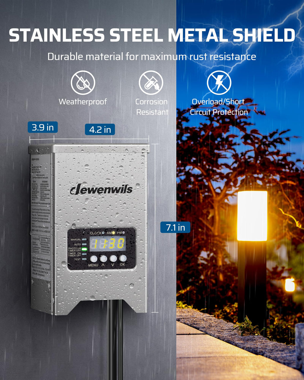 200W Low Voltage Transformer with Photocell Sensor & Timer G848
