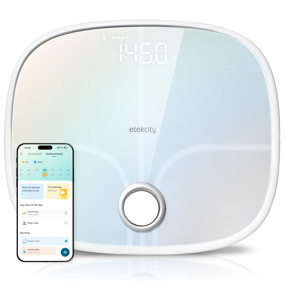 Rechargeable Digital Bathroom Scale with 13 Metrics E17469