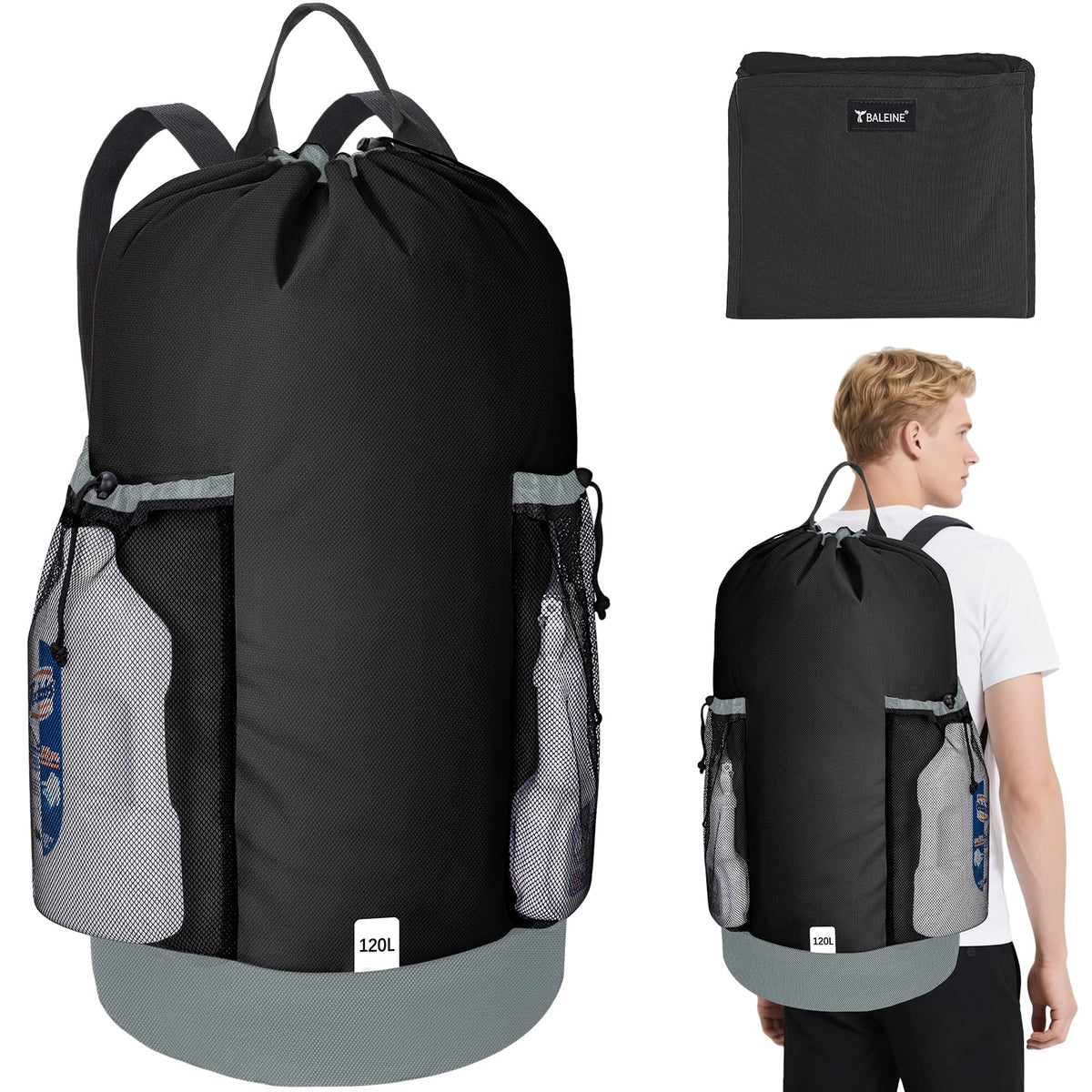 120L Oxford Laundry Bag Backpack with Shoulder Straps V990884