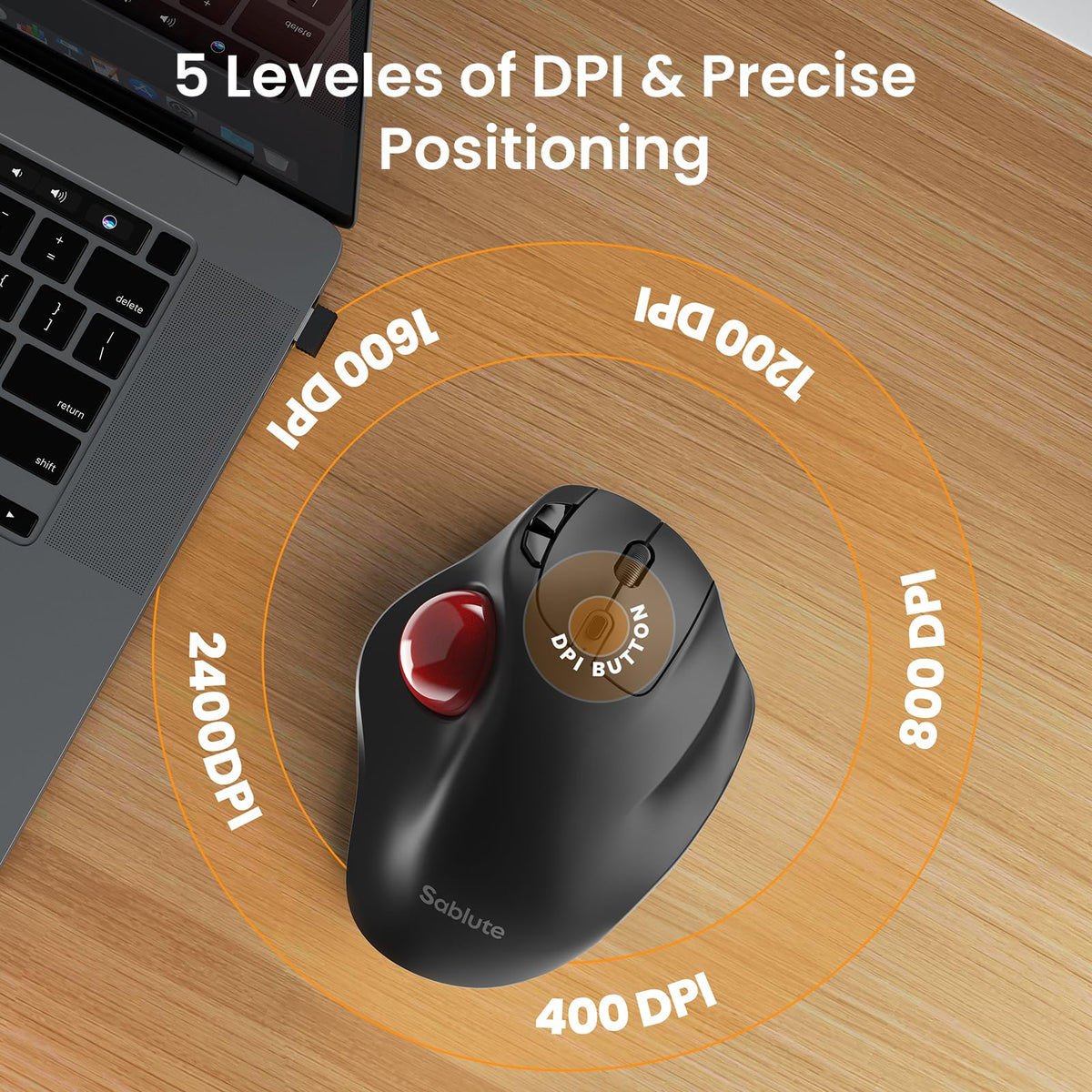 Wireless Rechargeable Thumb Control Trackball Mouse A4042