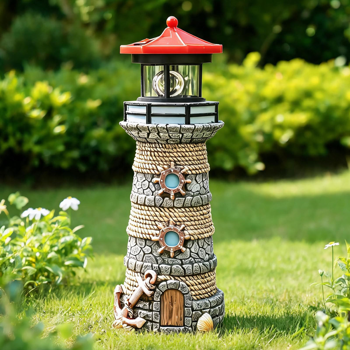 Solar Powered Resin Lighthouse Ornament S472058