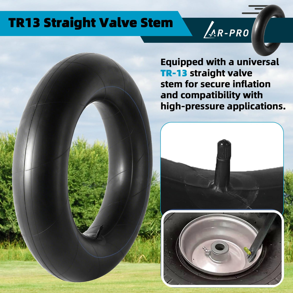 Heavy-Duty Tire Inner Tubes with TR13 Straight Valve Stems Butyl Rubber 1-Pack A595