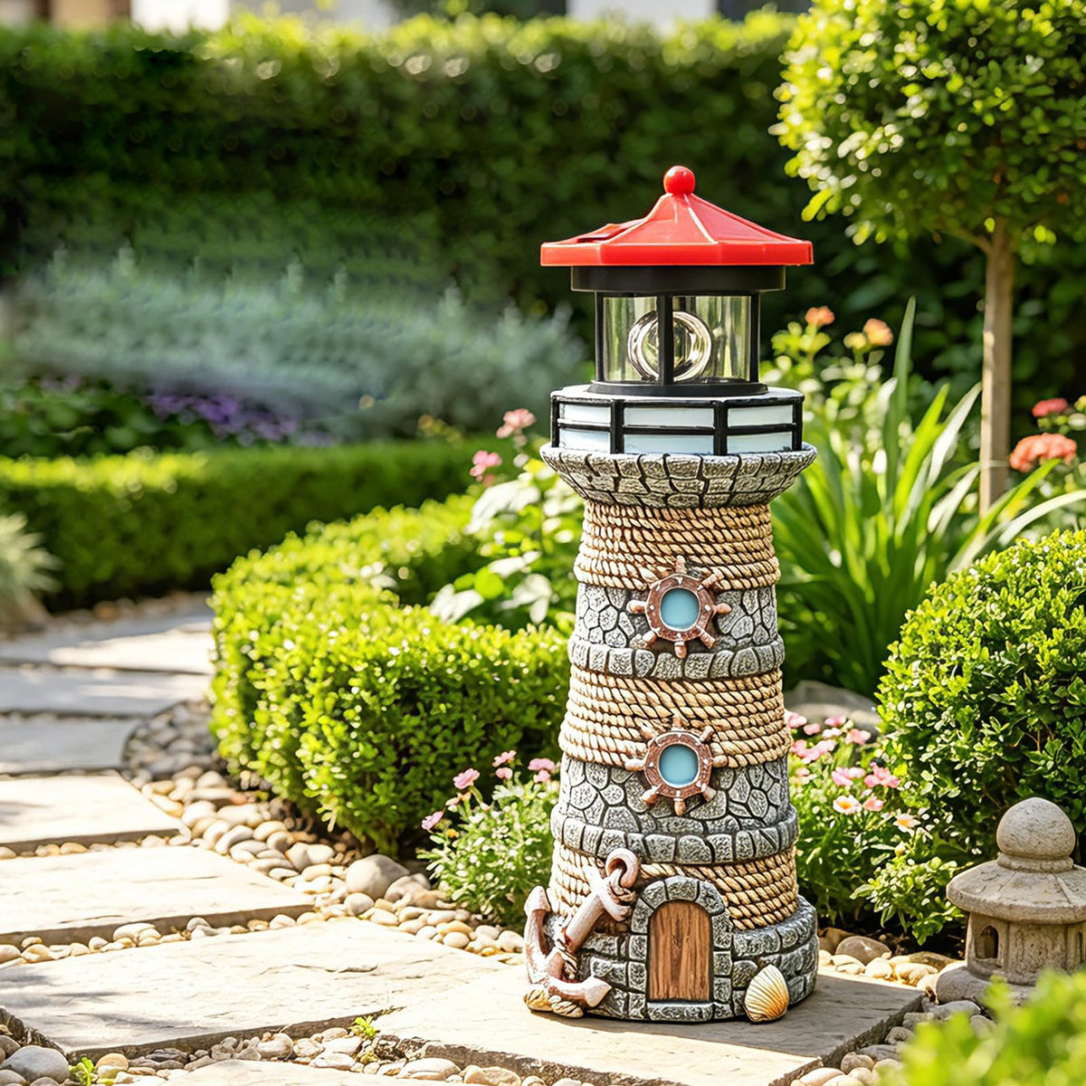 Solar Powered Resin Lighthouse Ornament S472058