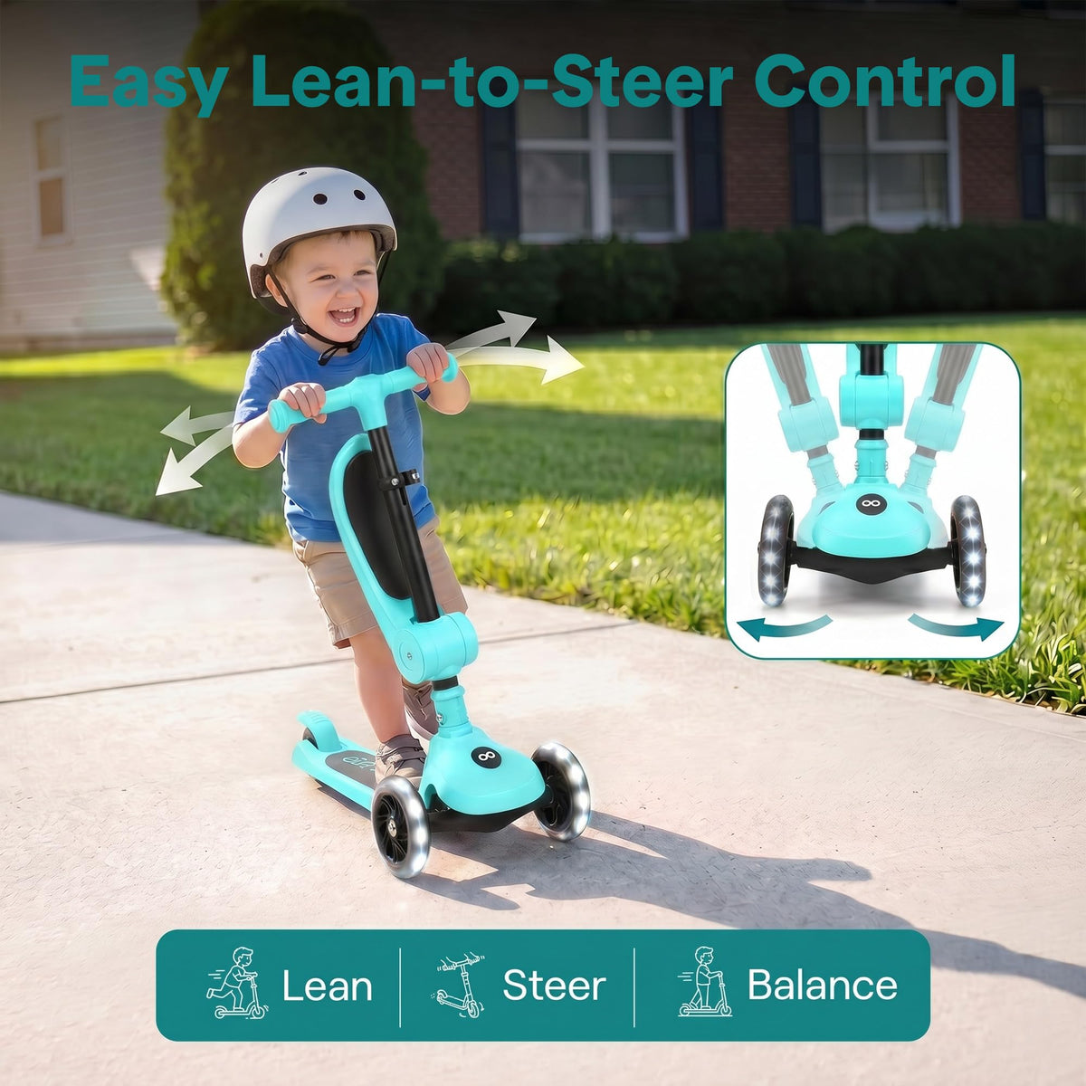 3-Wheel Kids Scooter with Seat, LED Wheels, Adjustable Handlebar V847710