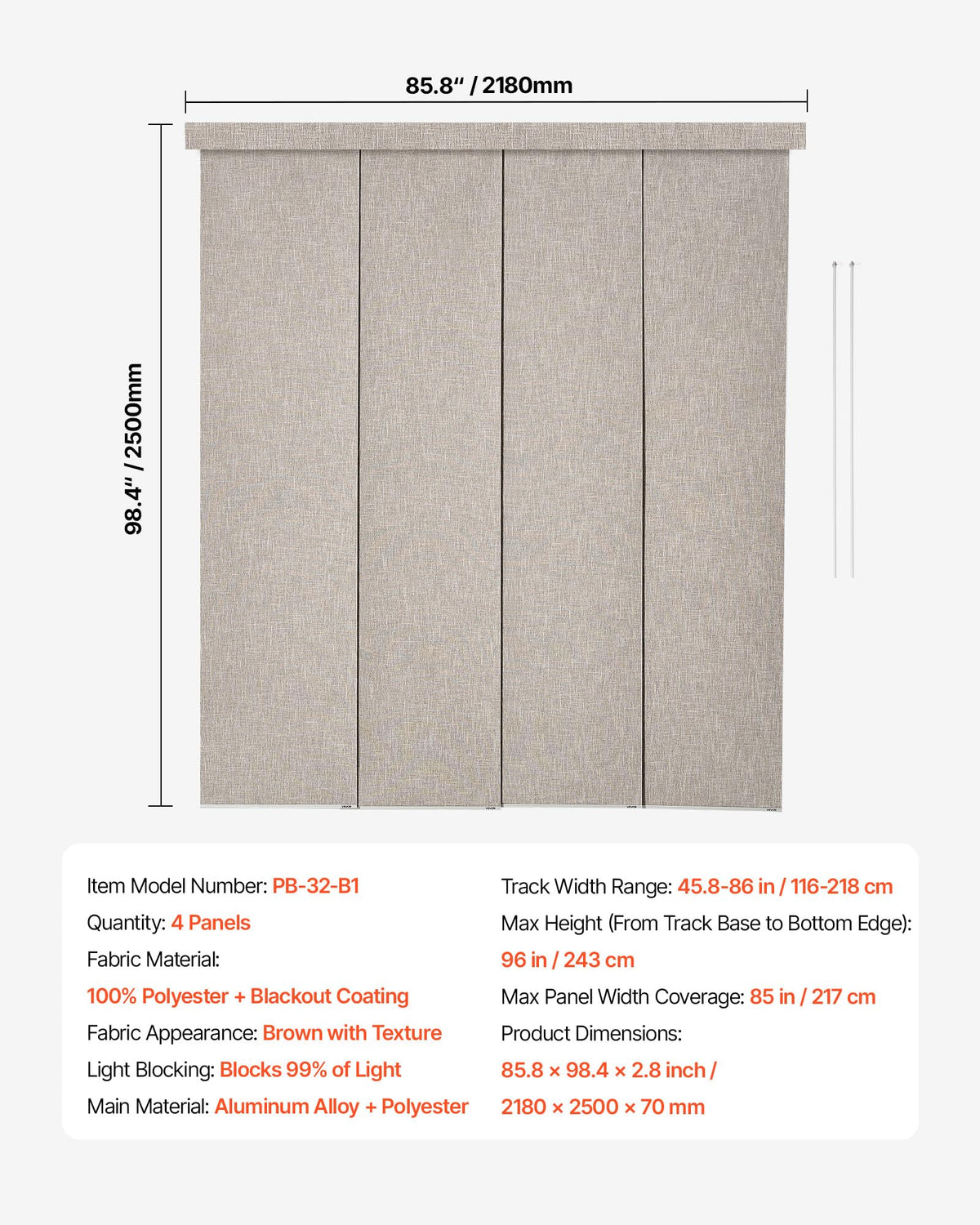 Brown Blackout Panel Track Blinds S8609