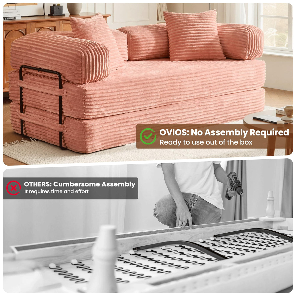 81" Folding Sofa Bed Convertible Floor Futon Lounger M73170