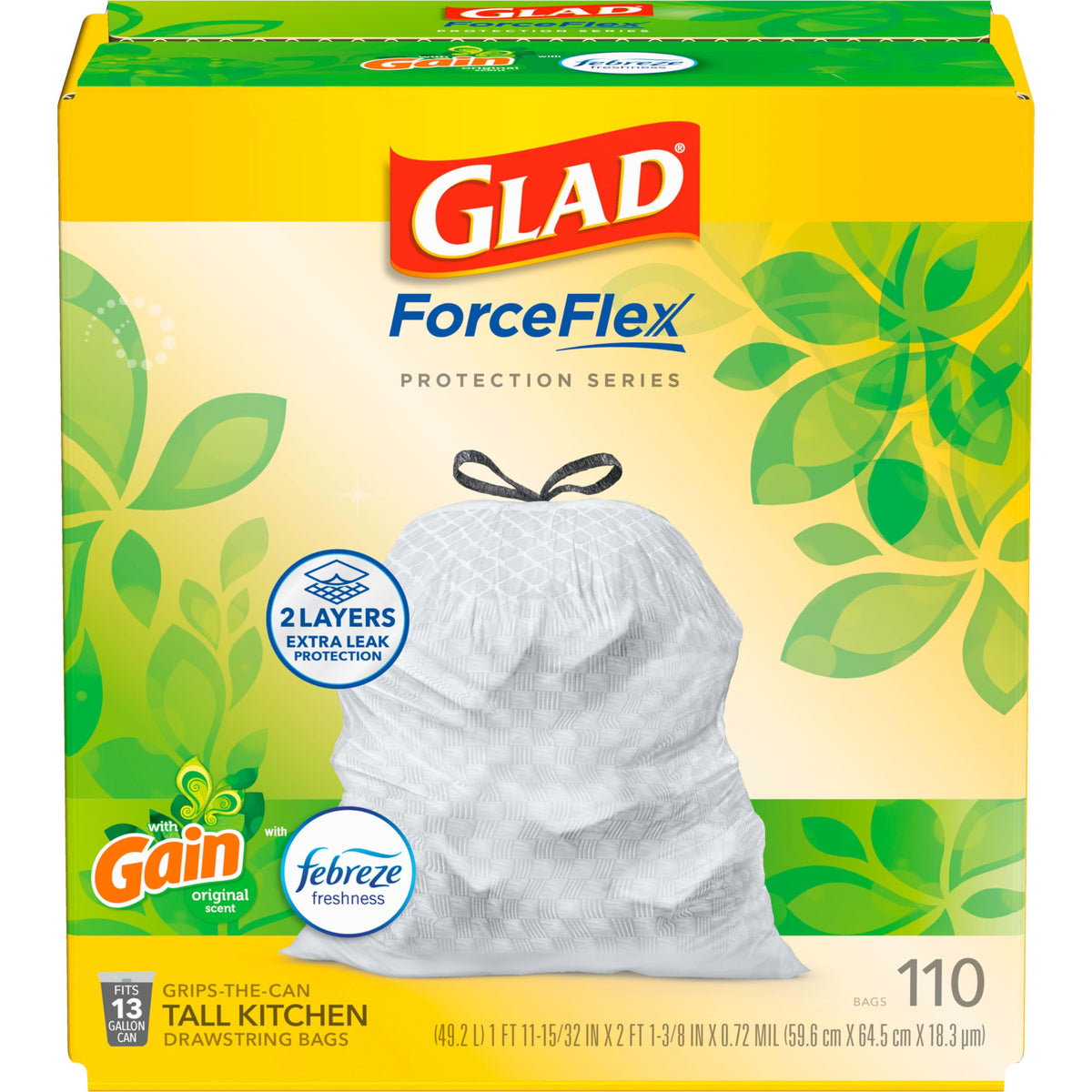 13 Gal Tall Trash Bags, 110 Ct V5713