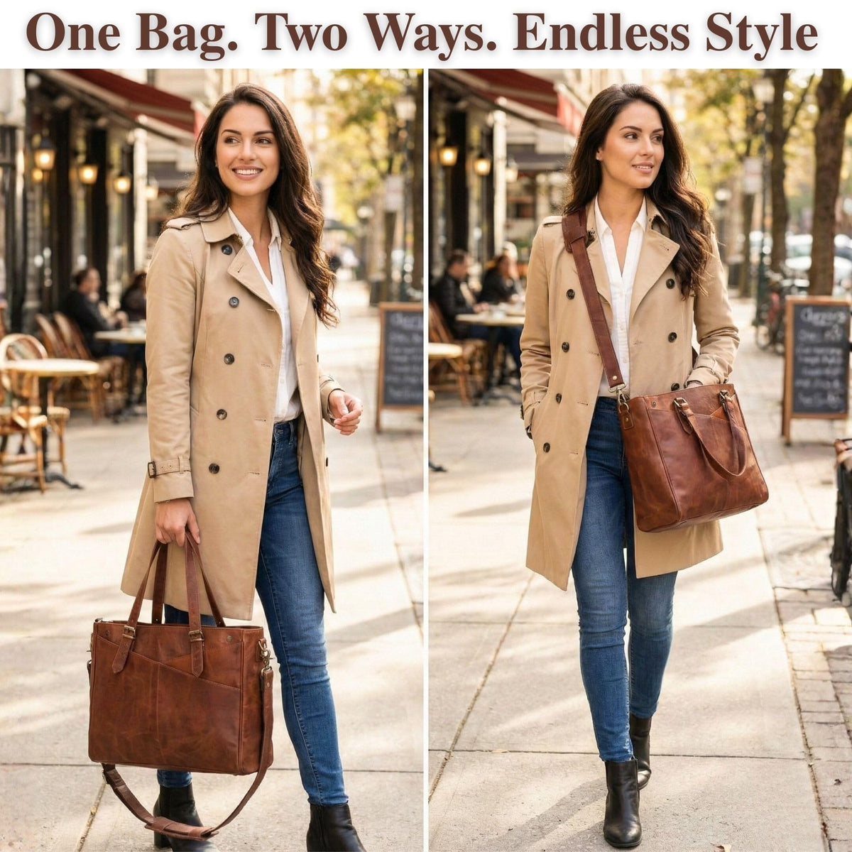17-inch Large Brown Genuine Leather Laptop Bag A712672