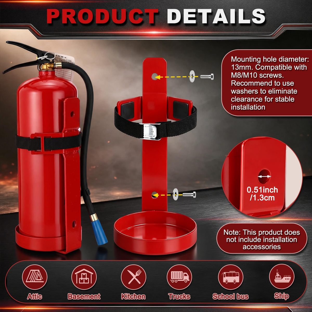 6 Pack 2.5 lb Fire Extinguisher Wall Mount Bracket W76001