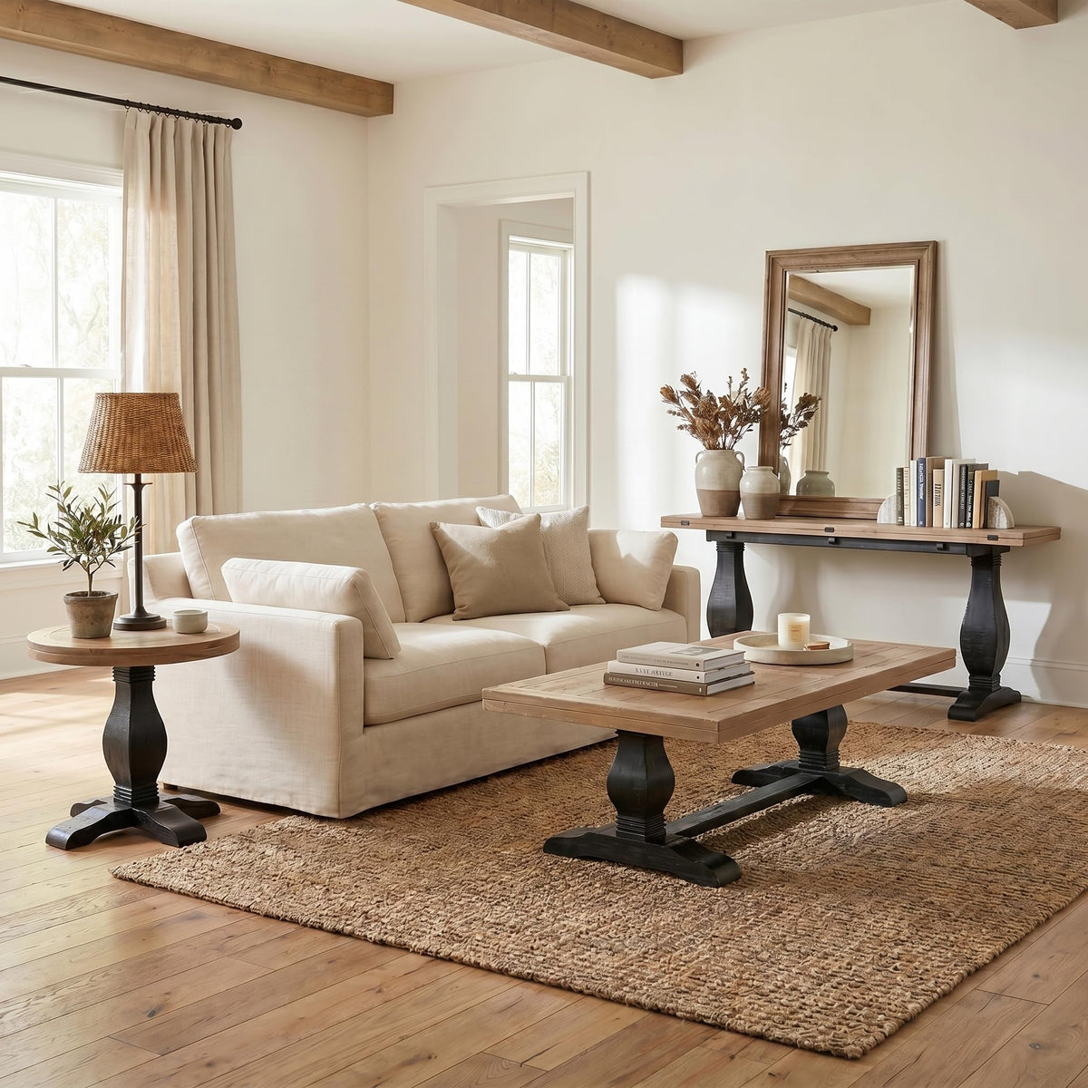 Solid Wood Coffee Table, Black and Driftwood I954087