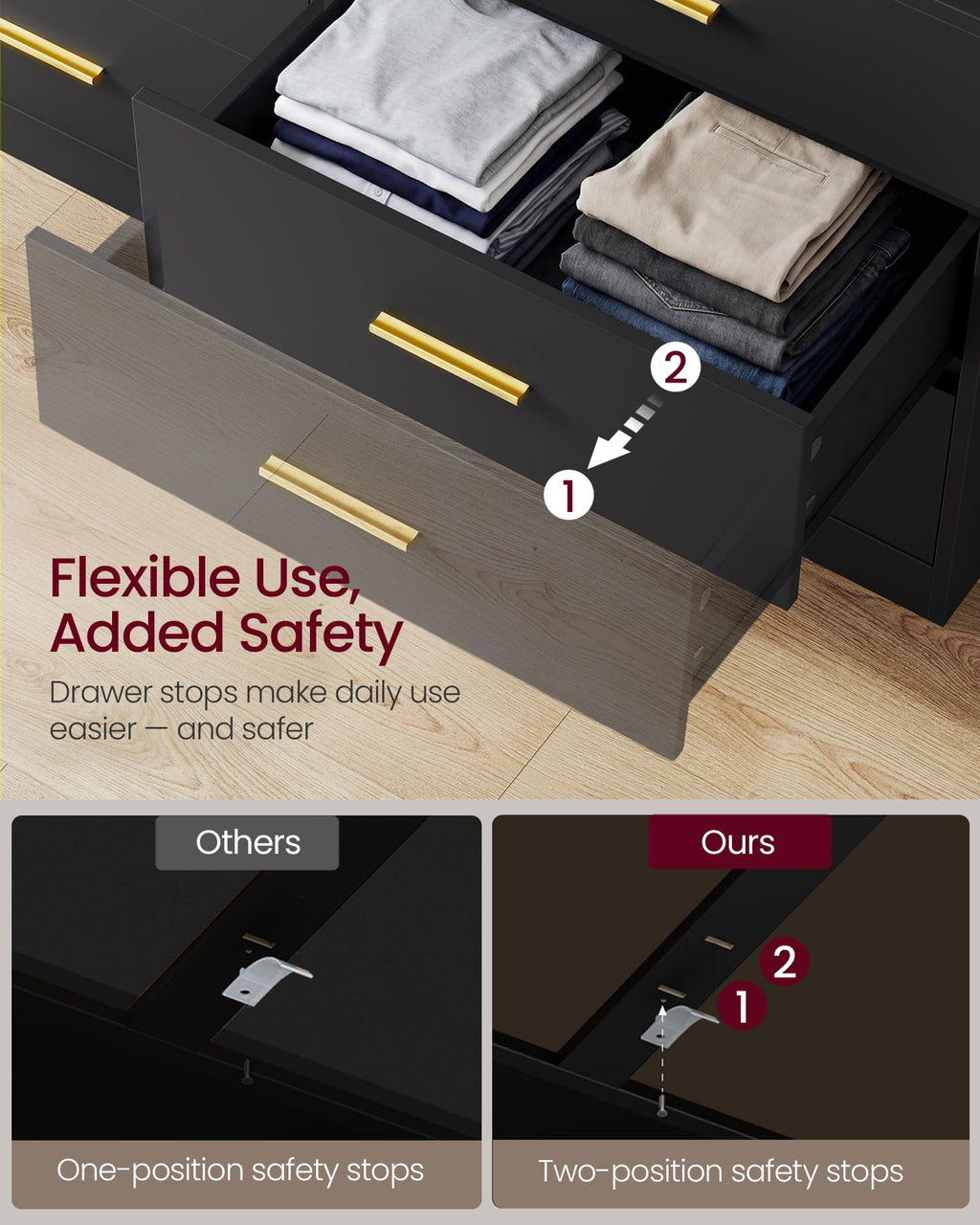 6 Drawer Dresser with LED Lights and Power Strip A604521