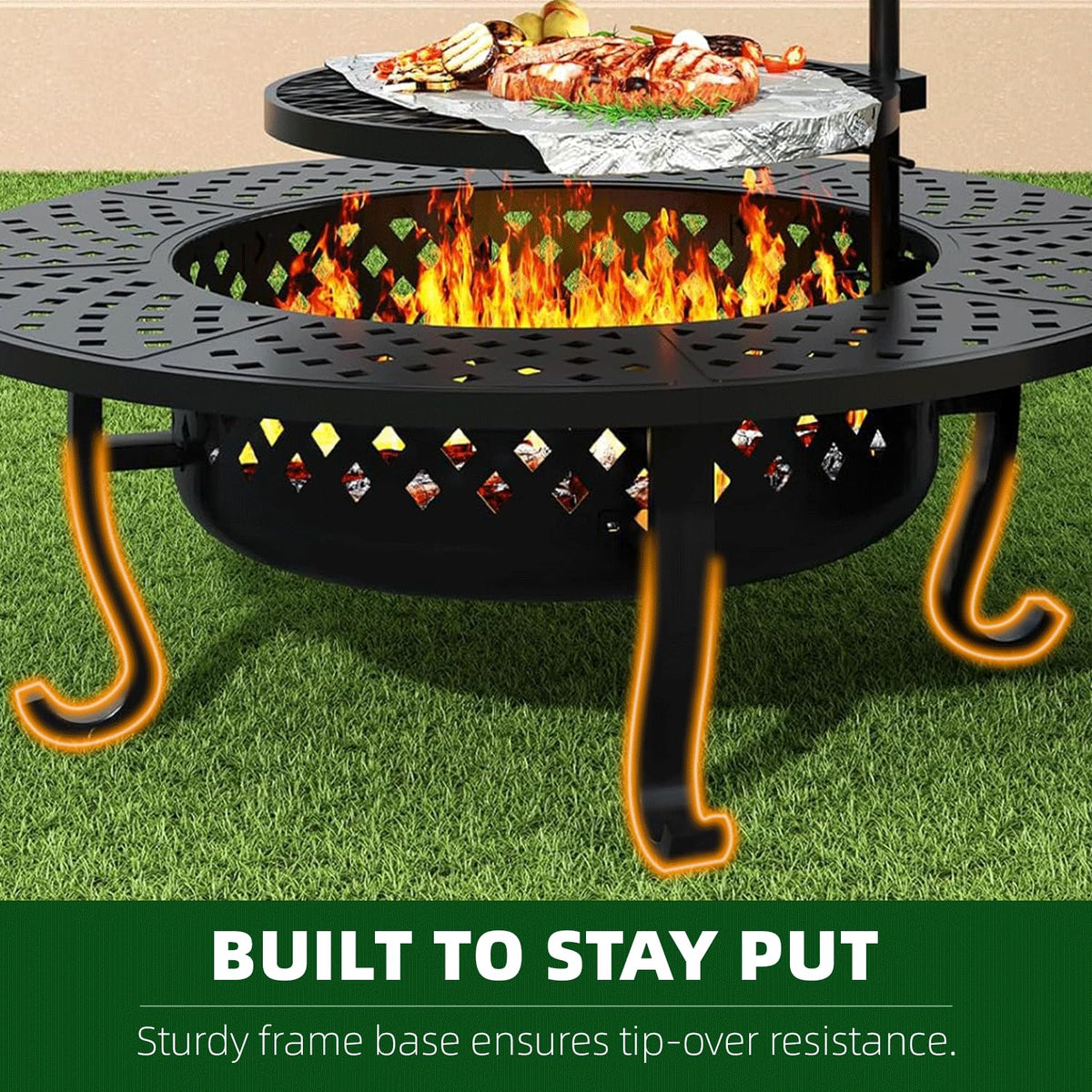 43 Inch Wood Burning Fire Pit with Lid M3037