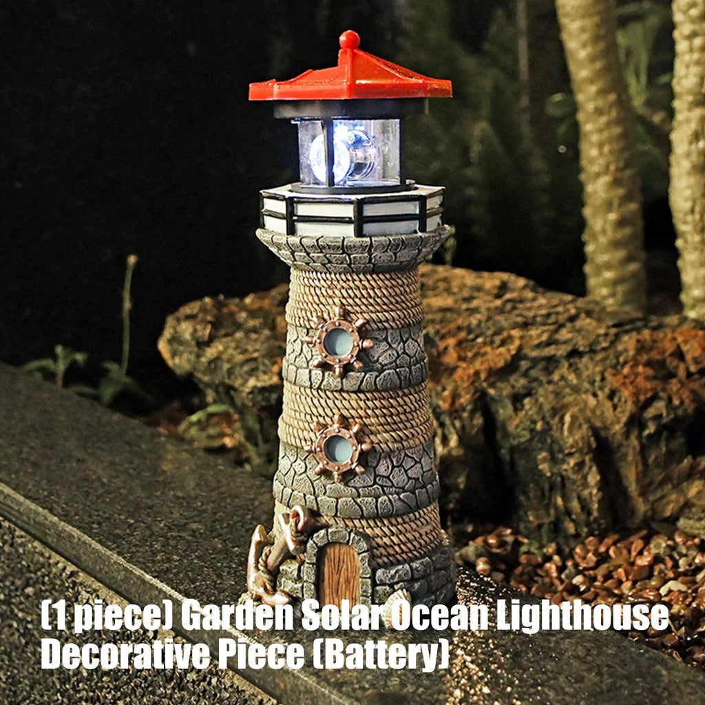 Solar Powered Resin Lighthouse Ornament S472058