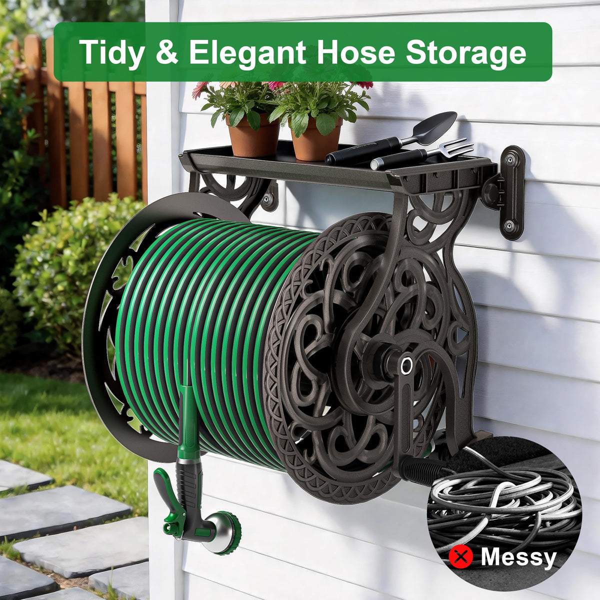 Wall Mount Metal Garden Hose Reel Z33406