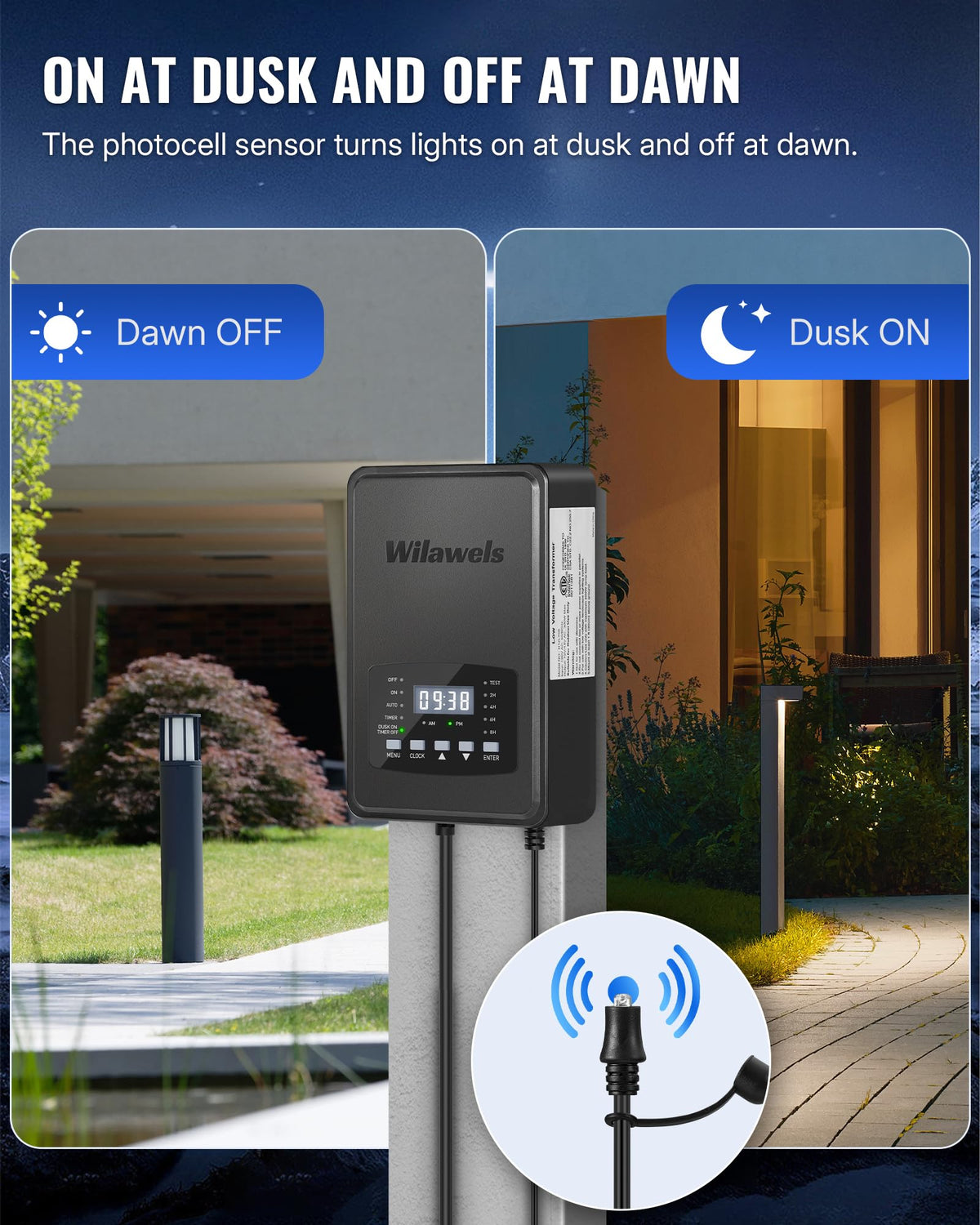 300W Low Voltage Landscape Transformer with Timer and Photocell Sensor E823