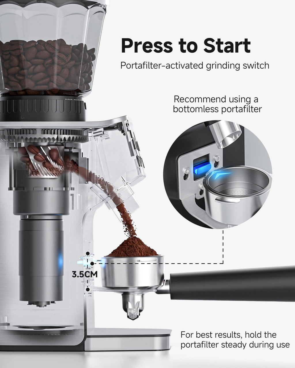 Espresso Coffee Grinder, 45 Grind Settings C737