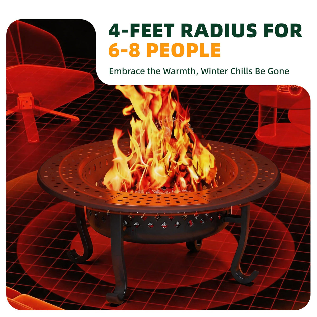 43 Inch Wood Burning Fire Pit with Lid M3037
