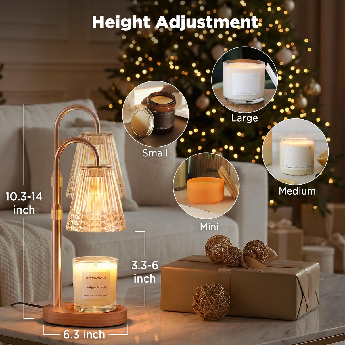 Dimmable Height Adjustable Candle Warmer Lamp with Timer S95377