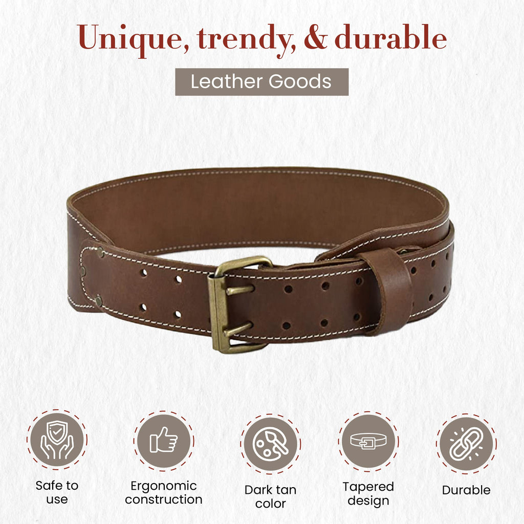 3" Wide Tapered Full-Grain Leather Work Belt E59123