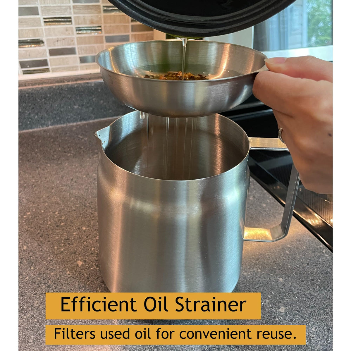 304 Stainless Steel Deep Fryer Pot with Basket and Oil Strainer, 2L U9884