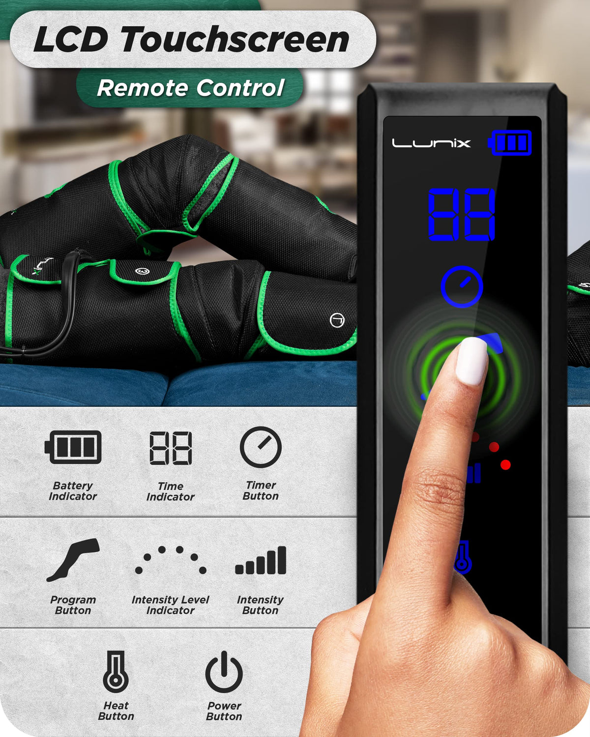 Cordless Compression Leg Massager with Heat & Cold Therapy K560698