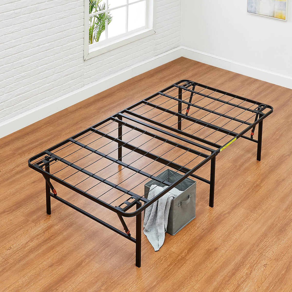 Foldable Metal Platform Bed Frame, 18 Inches High, Twin Size, Black W234594