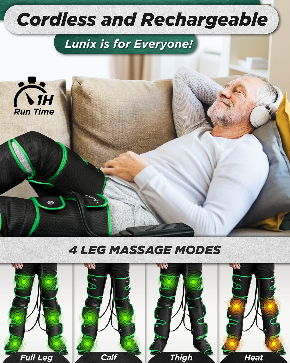 Cordless Compression Leg Massager with Heat & Cold Therapy K560698