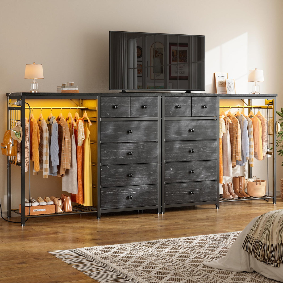 49.2" W Dresser with Hanging Rack & 6 Drawers U79400