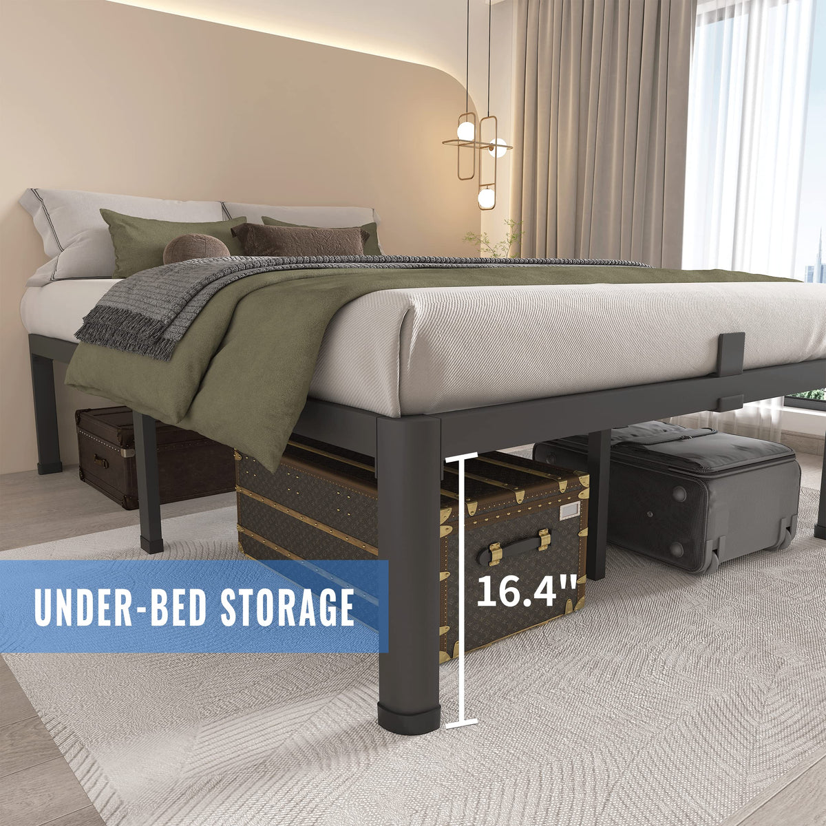 18 Inch Twin XL Bed Frames with Round Corner Leg C964473