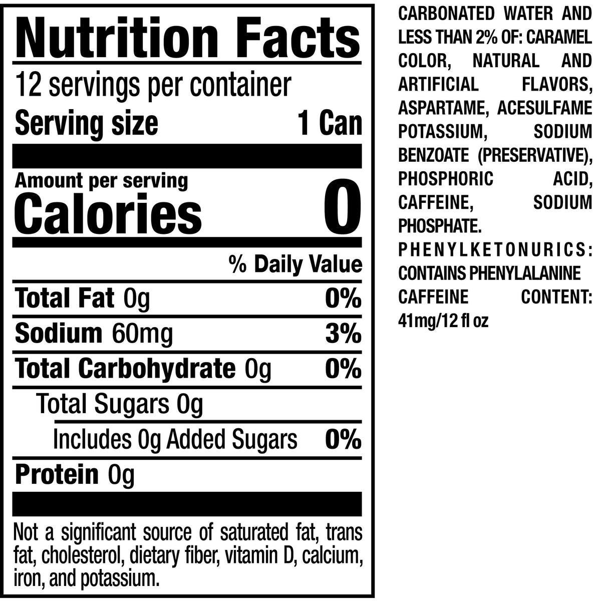 Zero Sugar Soda 12 fl. oz. Cans 12 Pack Pack of 2 C21199