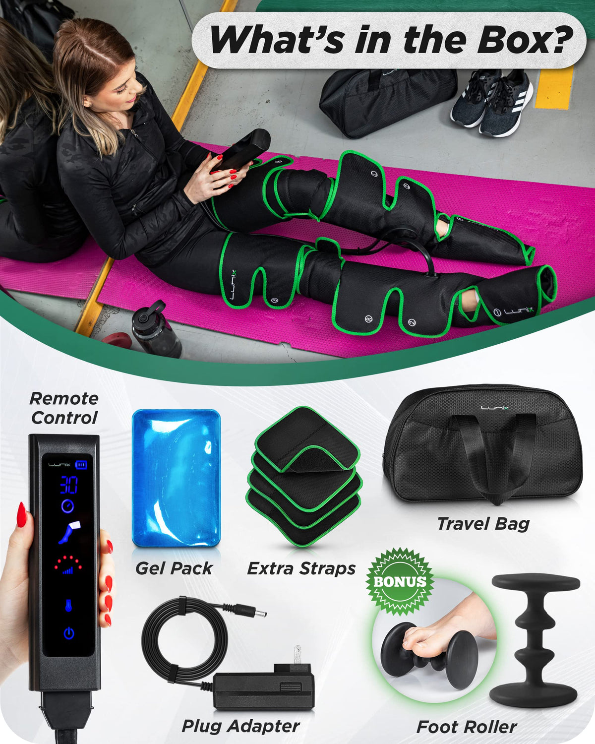 Cordless Compression Leg Massager with Heat & Cold Therapy K560698