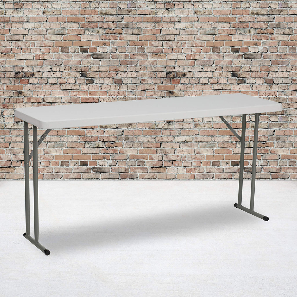 White Rectangular Plastic Folding Table Z8593